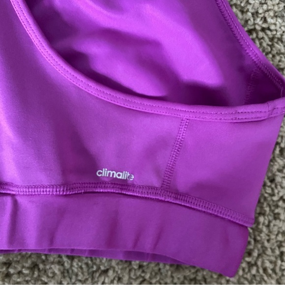 ADIDAS WOMENS CLIMALITE PURPLE SPORTS BRA - Picture 6 of 6